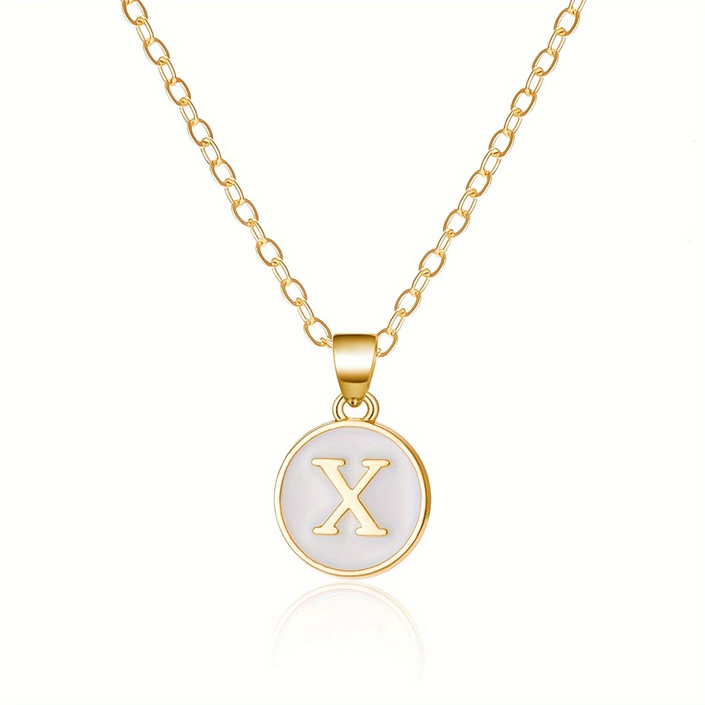 Collana con Pendente a Goccia d'Olio Alfabeto Lettera Rotonda Minimalista in Lega Placcata, Bicolore Bianco e Nero
