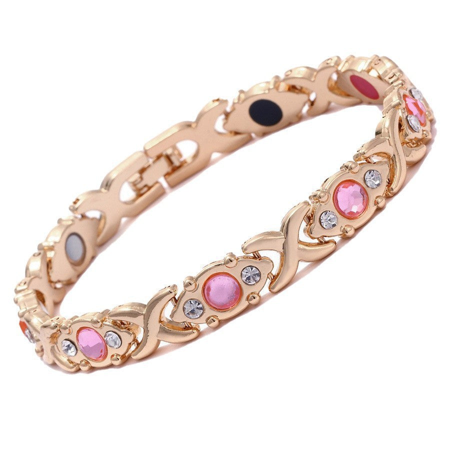 Bracciale Minimalista Magnetico Regolabile a Forma di Foglia in Lega di Zinco Placcato con Design Geometrico per Donna e Uomo