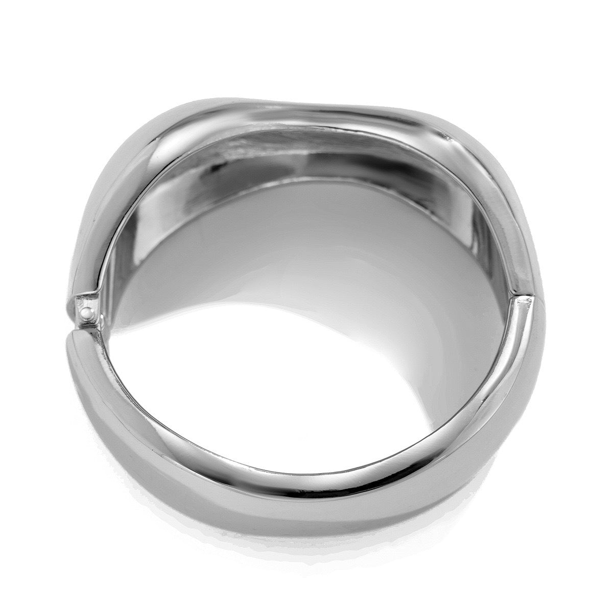 Bracciale rigido a molla in metallo placcato lucido a goccia geometrica di moda da donna