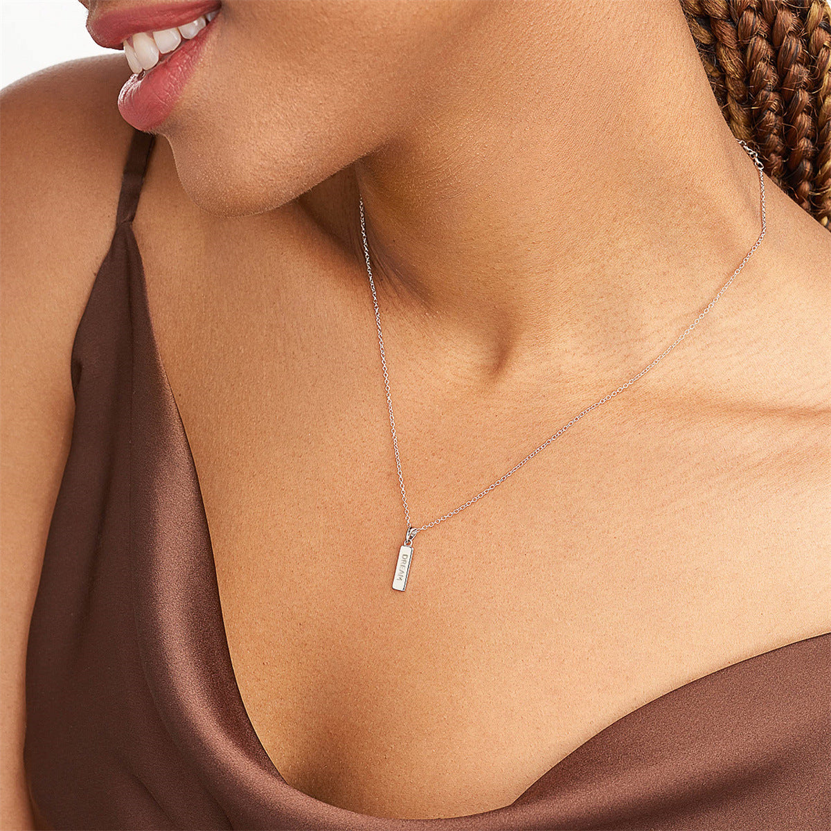 Minimalist Geometric Stainless Steel Pendant Necklace with Polished Titanium Steel Charm for Women