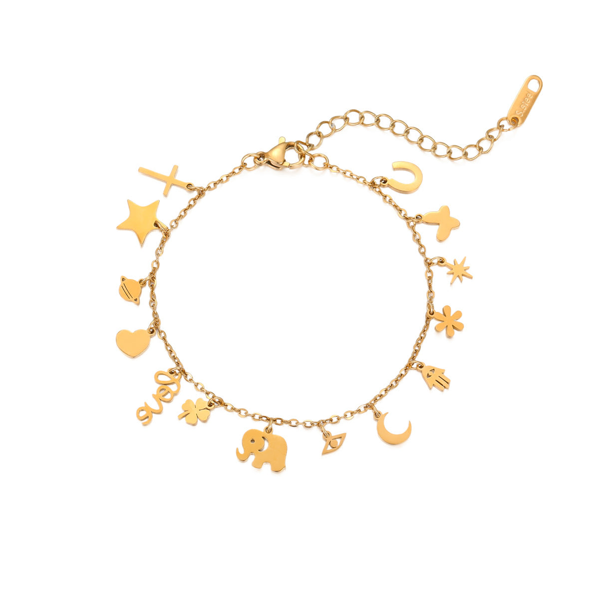 Fashionable Geometric Stainless Steel Bracelet with 18K Gold Plating for Women