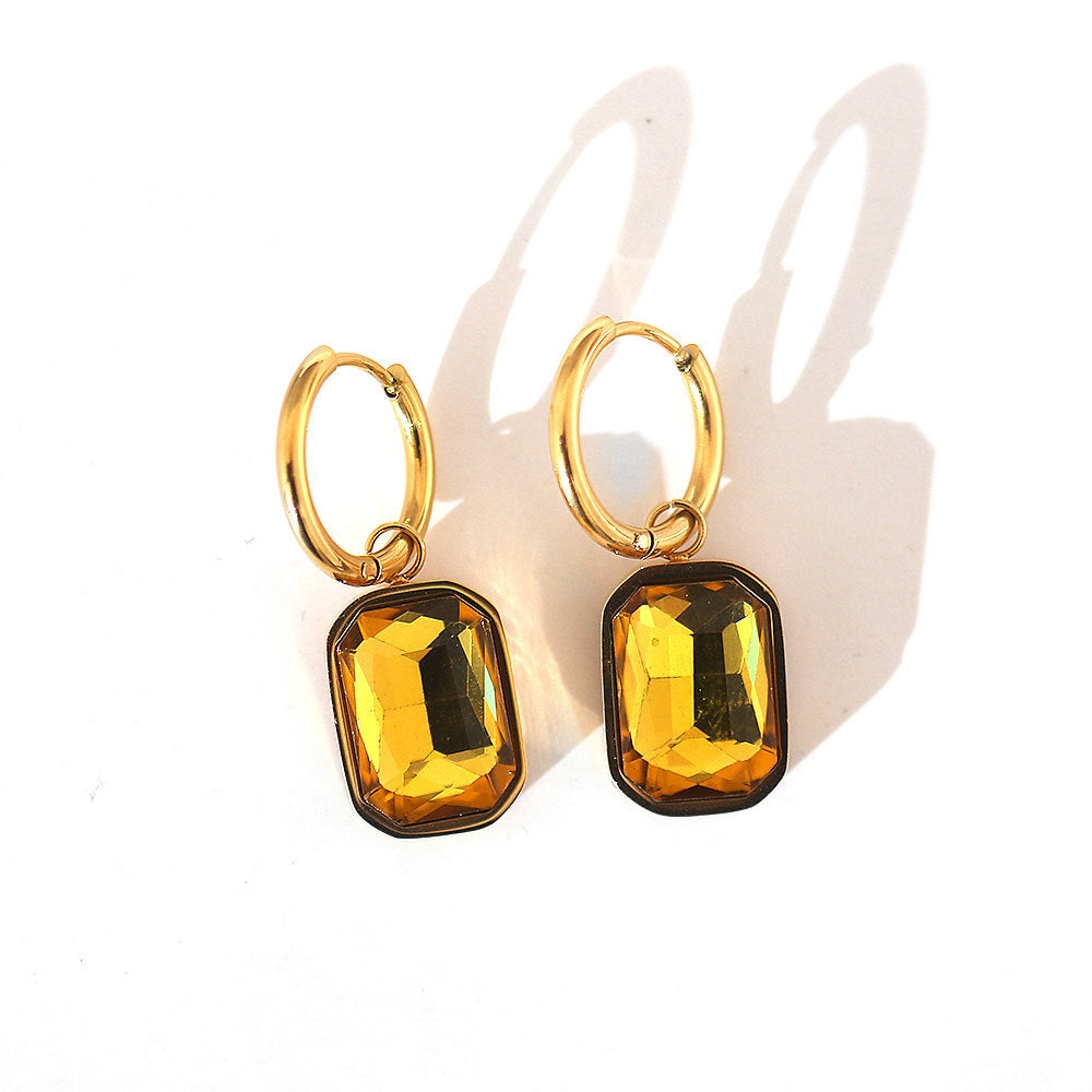 Pendientes de Aro para Mujer Estilo Hip Hop con Diseño Geométrico en Forma de U de Acero Inoxidable Chapado en Oro Minimalista de Lujo