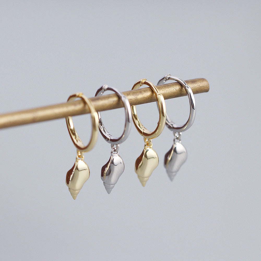 Minimalist Seashell-Shaped Sterling Silver Stud Earrings with Plated Finish for Women