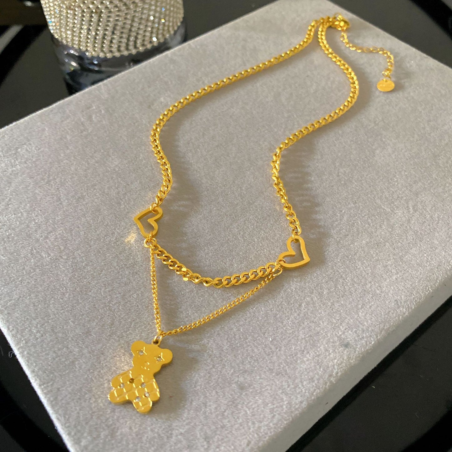 Minimalist Sweet Gold Plated Titanium Steel Animal Pendant Necklace Layered Fashion Jewelry for Unisex
