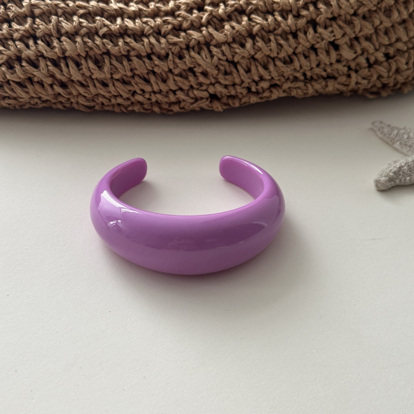 Irregular Textured Open Resin Cuff Bracelet with Plated Finish