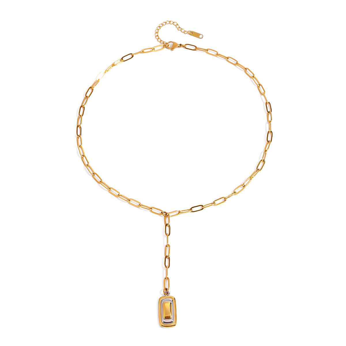 Collar con colgante geométrico de acero inoxidable con baño de oro para mujer, cadena de clavícula minimalista a la moda