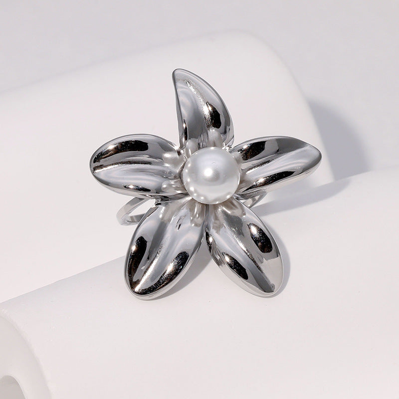 Geometric Floral Butterfly Heart Star Stainless Steel Adjustable Open Ring for Women with Plating Finish