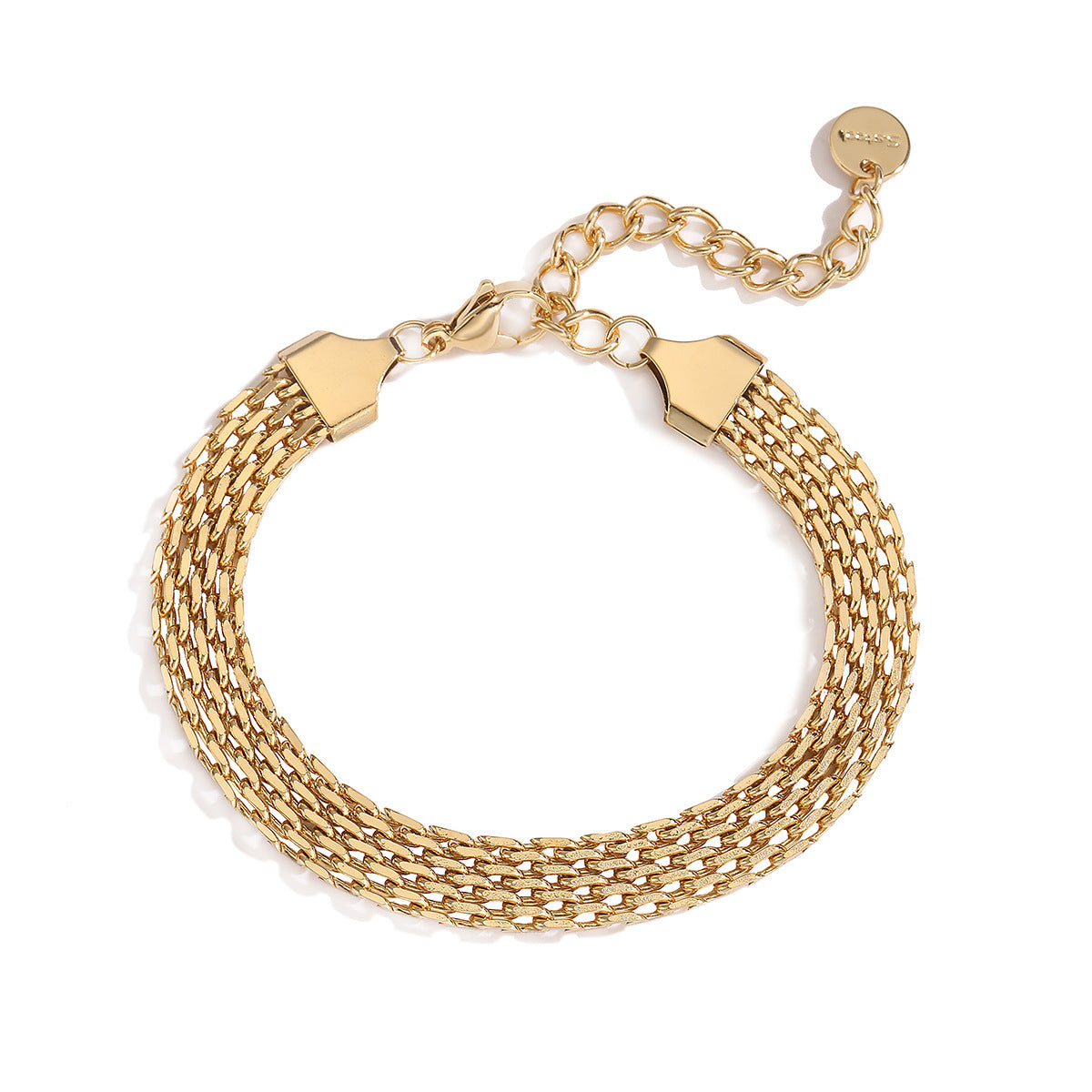 Bracciale da donna in acciaio inossidabile placcato oro 18 carati con micro-pavé geometrico e minimalista alla moda