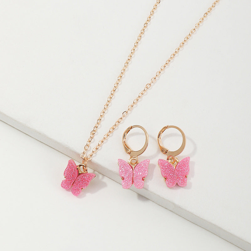 Dulce collar de mariposa para niñas, colgante de aleación con acabado chapado en cadena tipo caja, estilo gargantilla ajustable