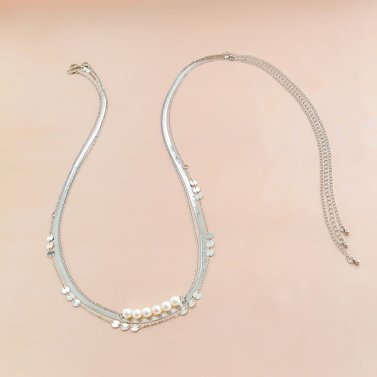 Multi-Layer Metal Waist Chain with Imitation Pearl and Sequins for Women