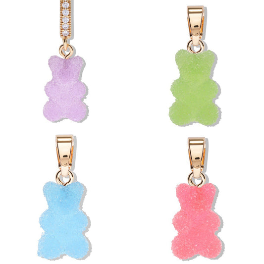 Colorful Plated Stainless Steel Bear Charm Bar for DIY Jewelry Making