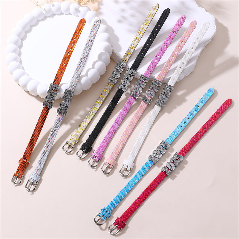 Bracciale in pelle lucido e grazioso per ragazze, stile principessa, con dettagli artigianali