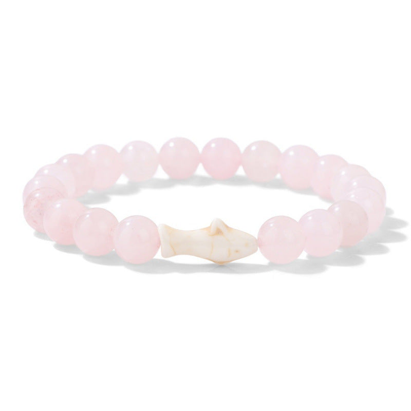 Minimalist Sweet Natural Turquoise Crystal Agate Animal Beaded Stretch Bracelet