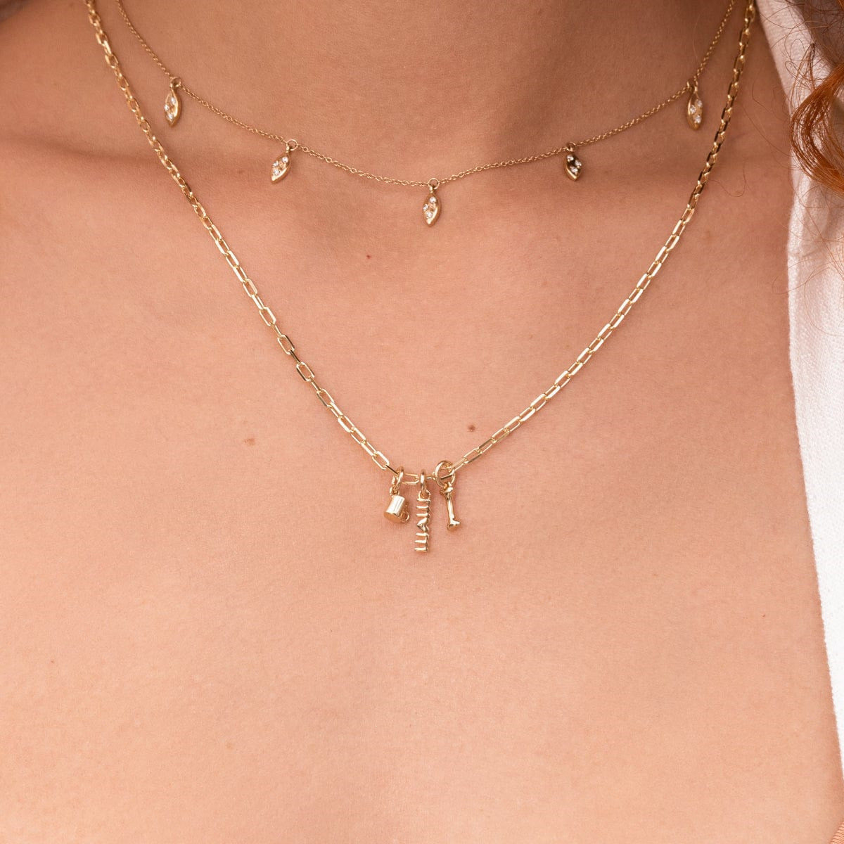 Collar vintage de luna, estrella y gema geométrica con baño de latón, para mujer, con barra de dijes para hacer uno mismo