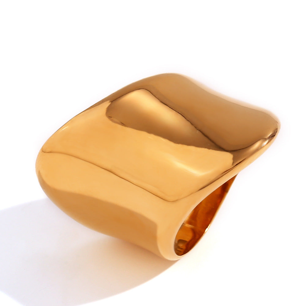 Anello Minimalista Geometrico da Donna in Acciaio Inossidabile con Placcatura Oro 18K
