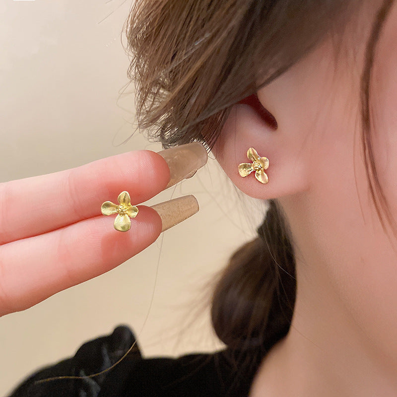 Vintage Geometric Alloy Earrings with Gold-Plated Finish and Stainless Steel Posts for Women