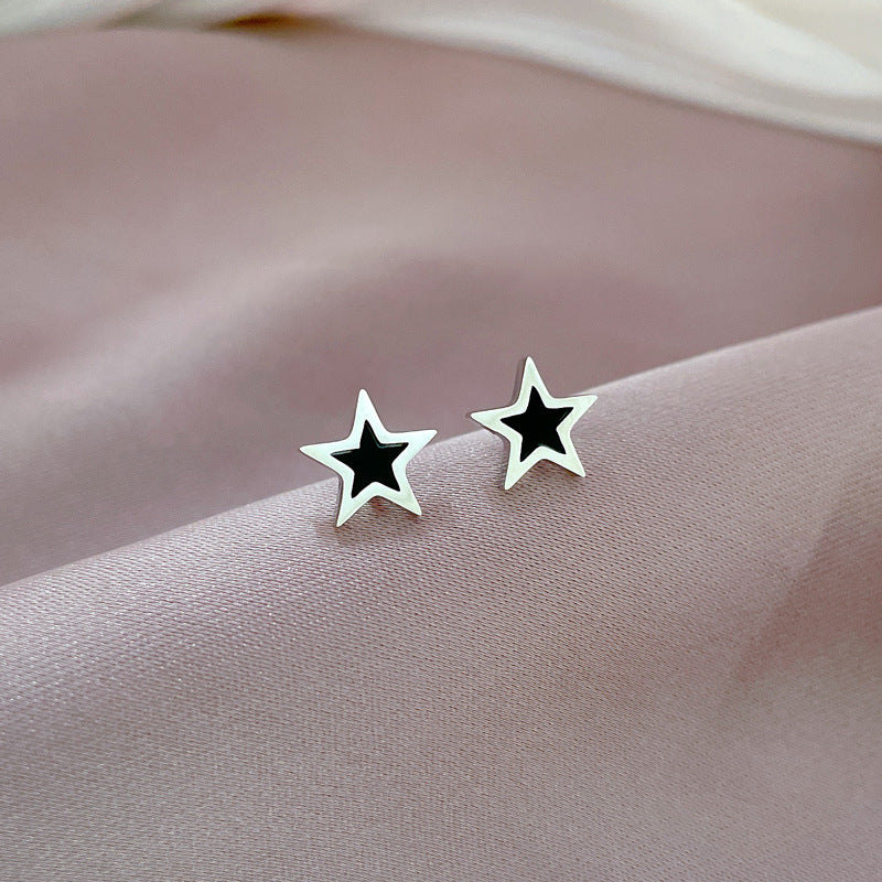 Minimalist Geometric Star and Shell Shape Titanium Steel Stud Earrings with Plating Finish for Women