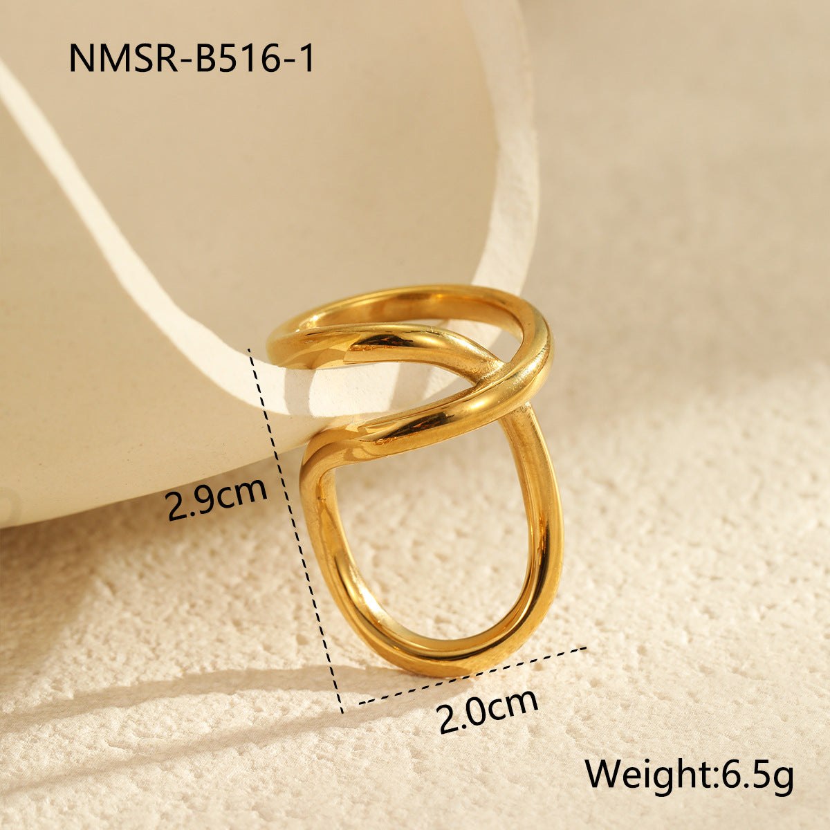 Anillo minimalista geométrico de acero de titanio para mujer con acabado chapado, banda personalizada de acero inoxidable de alta gama
