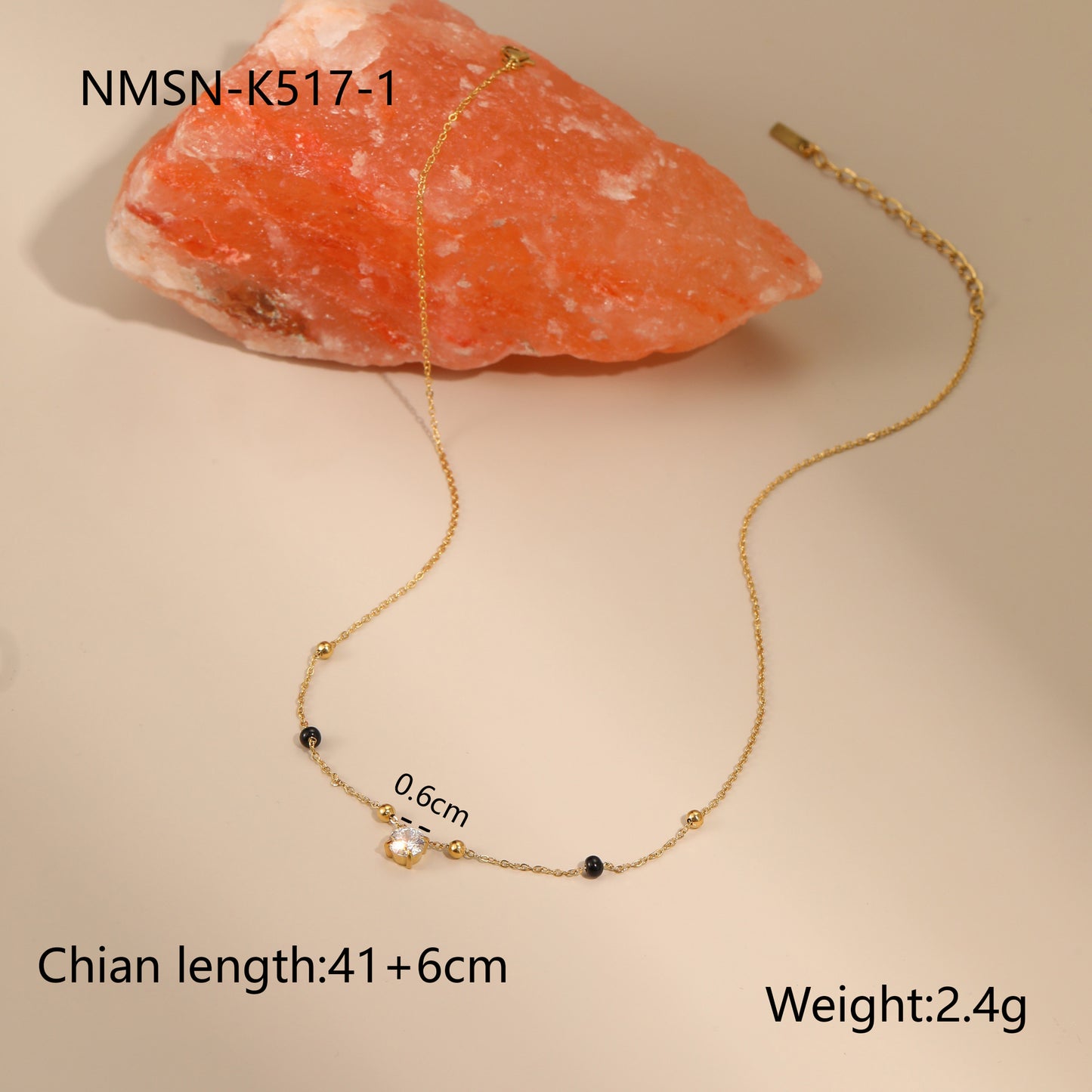 Collana geometrica in acciaio inossidabile con intarsio in zircone placcato per donna, catena alla clavicola alla moda