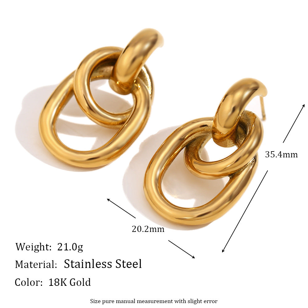 Orecchini da donna con stella marina floreale vintage in acciaio inossidabile placcati oro 18K