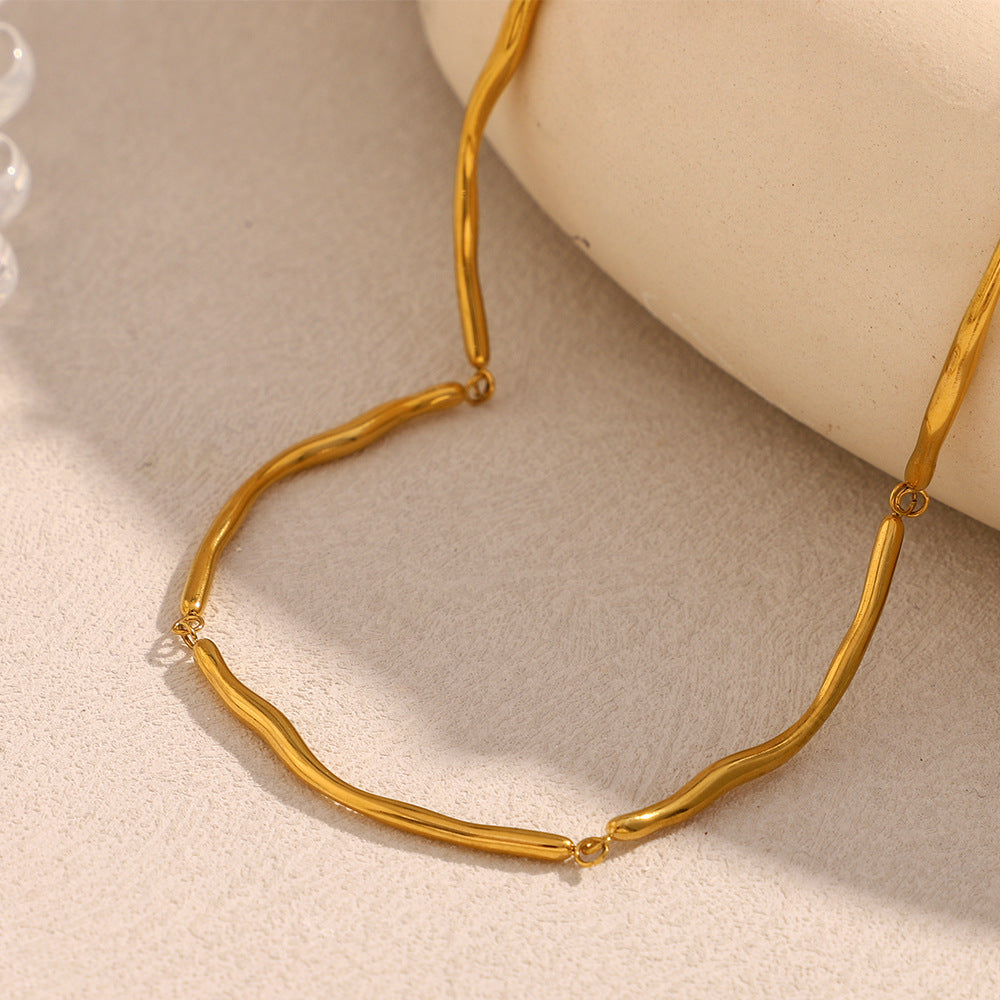 Minimalist Geometric Stainless Steel 18K Gold Plated Joint Necklace for Women