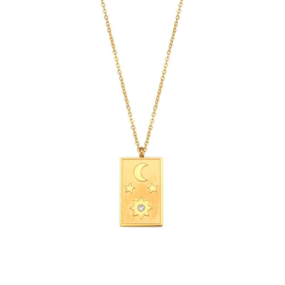 Collana con Pendente Girasole Geometrico Minimalista da Donna in Acciaio Inossidabile con Finitura Placcata