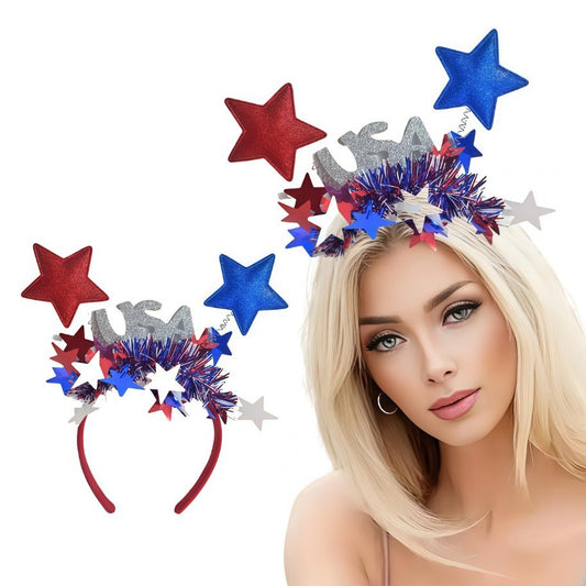 Red White Blue Star Headband for USA Independence Day Party Unisex Hair Accessory