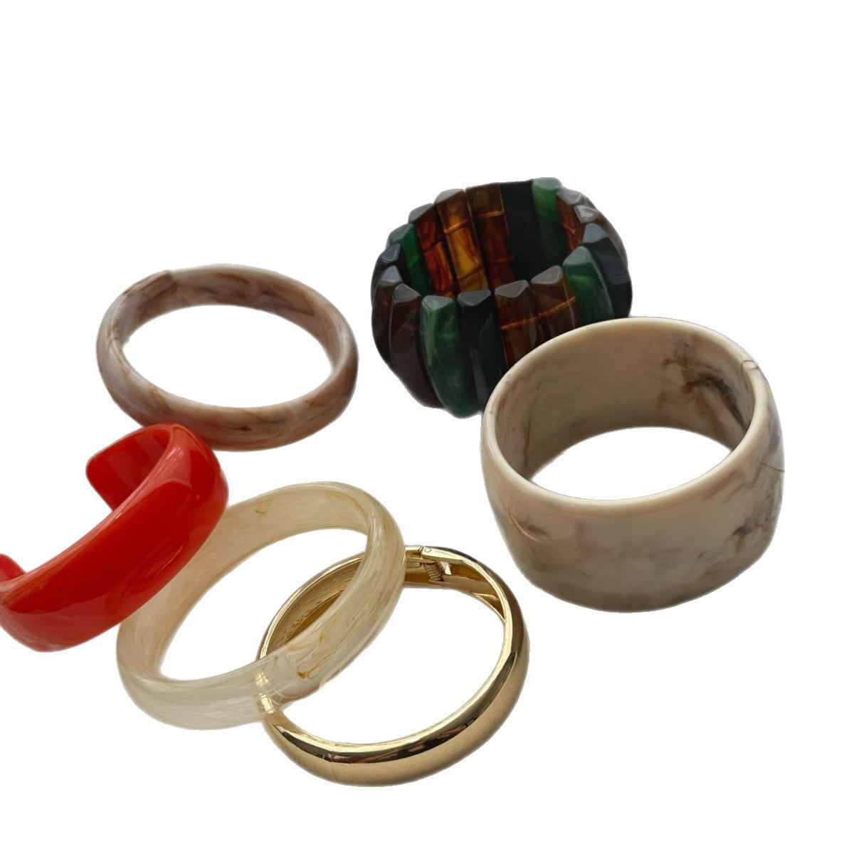 Vintage Geometric Alloy and Resin Plated Wide Cuff Bracelet