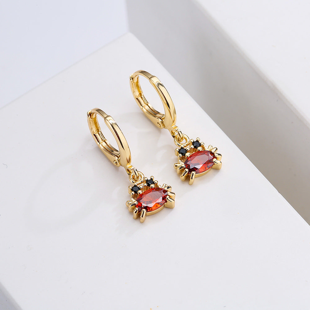 Creative Ocean Animal Inspired Geometric Earrings for Women in Brass with Real Gold Plating and Cubic Zirconia
