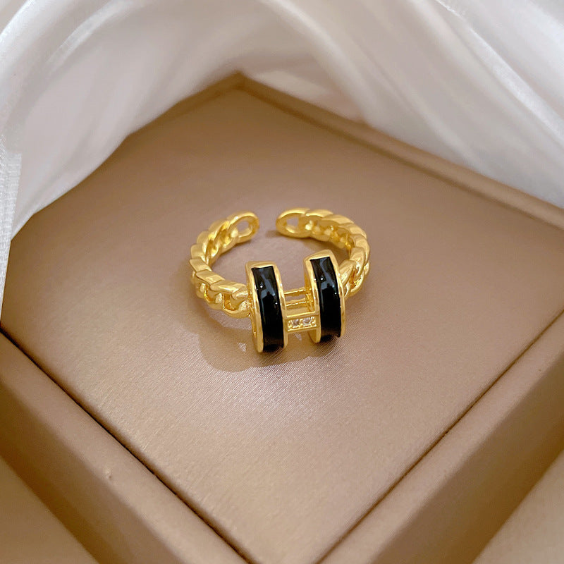 Sweet Minimalist Gold Plated Brass Crown Ring with Rhinestones Adjustable Open Band for Women and Couples