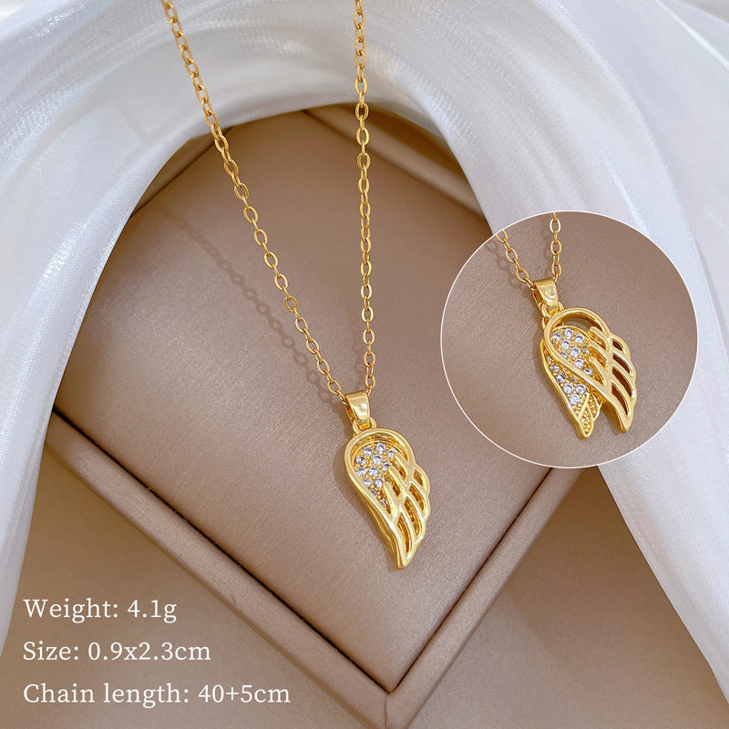Geometric Minimalist Titanium Steel Necklace with Copper Pendant Plated in Real Gold Irregular Chain