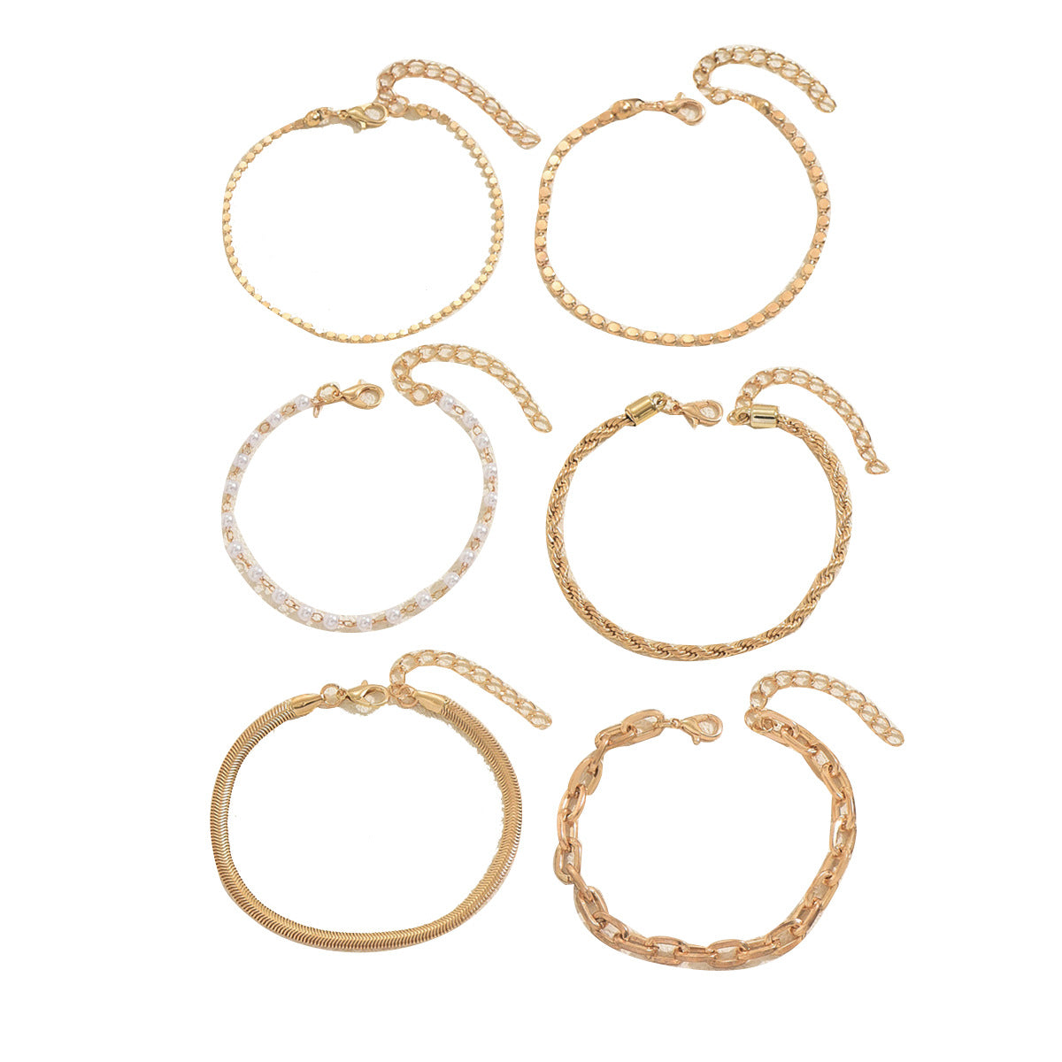 Set di bracciali geometrici intrecciati in lega da donna con finitura placcata, alla moda per l'uso quotidiano