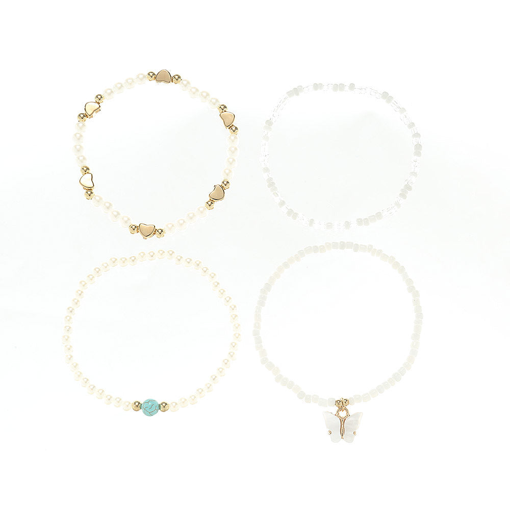Tobillera de Perlas en Forma de Mariposa Minimalista para Niñas con Diseño Tejido a Mano y Acento de Estrella