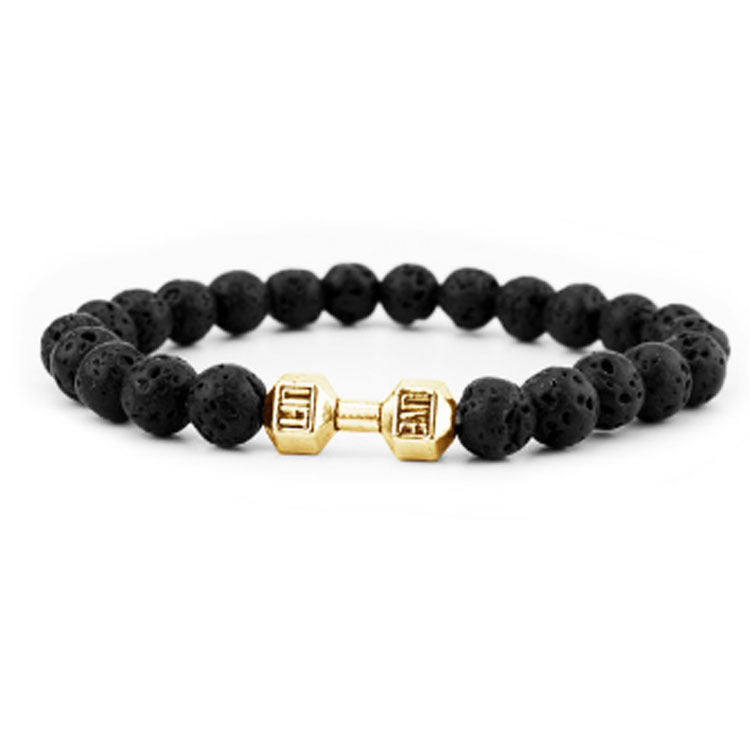Matte Geometric Alloy Bracelet Unisex Volcanic Stone Energy Beads