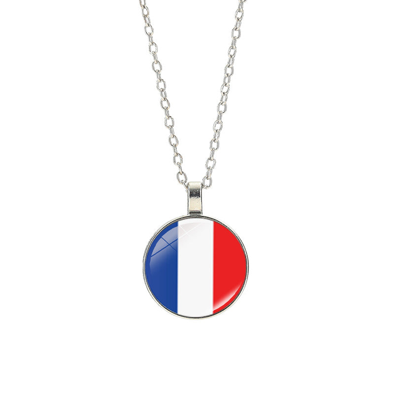 Sporty Geometric Alloy Plated Necklace with Crystal Pendant Unisex Cable Chain