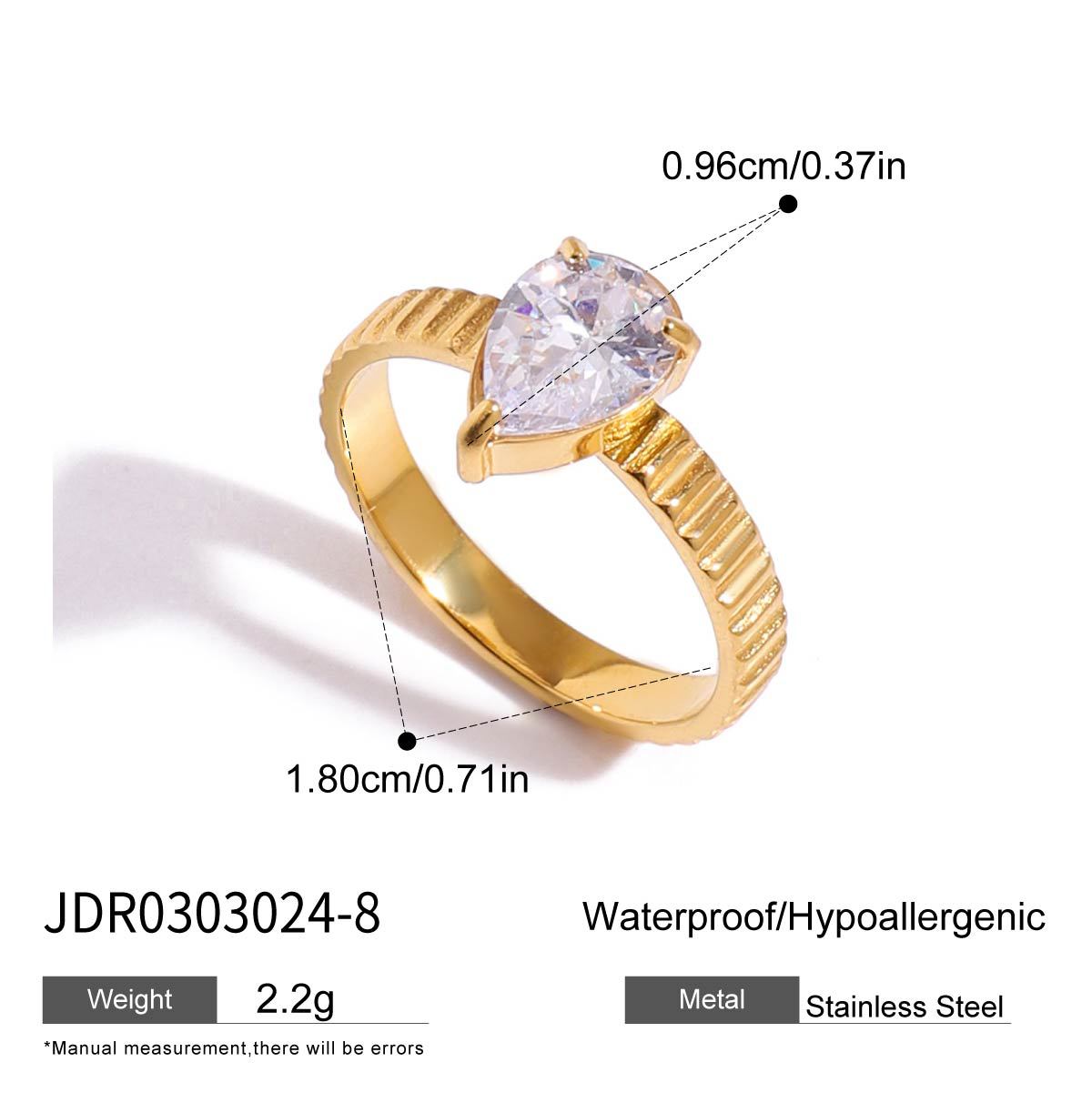 Anillo chapado en acero titanio y acero inoxidable geométrico con circonita para mujer, joyería minimalista elegante y de moda