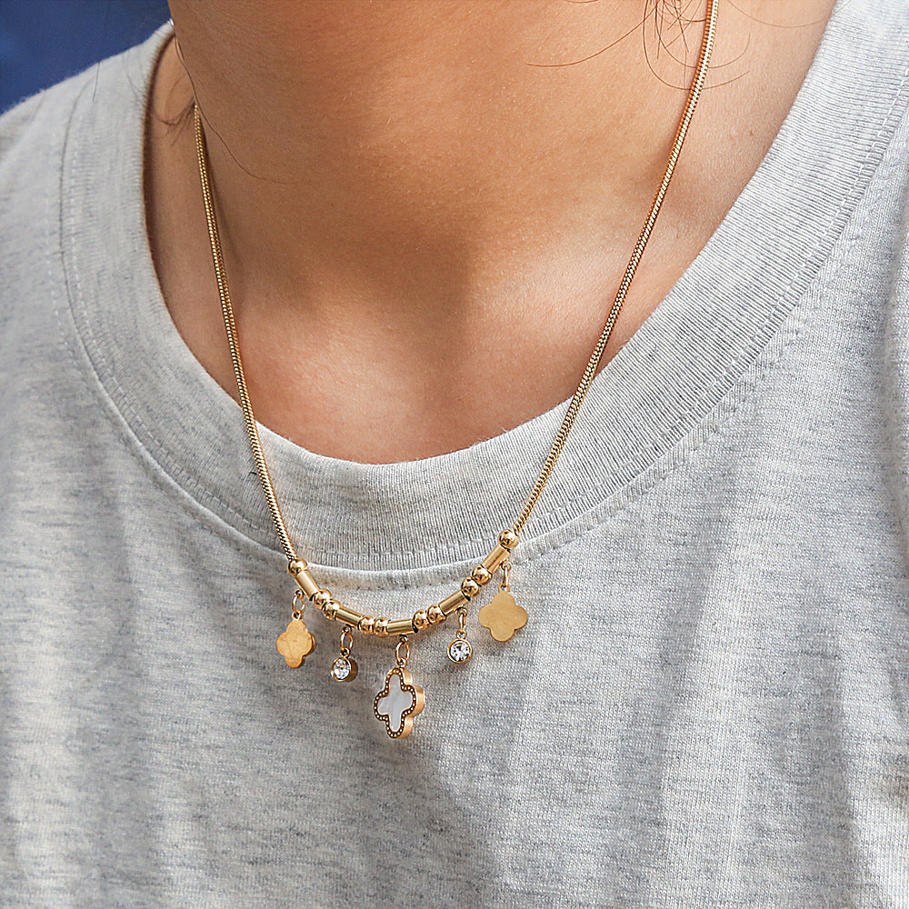 Bohemian Irregular Sunstone Pendant Necklace with Stainless Steel Snake Chain for Women
