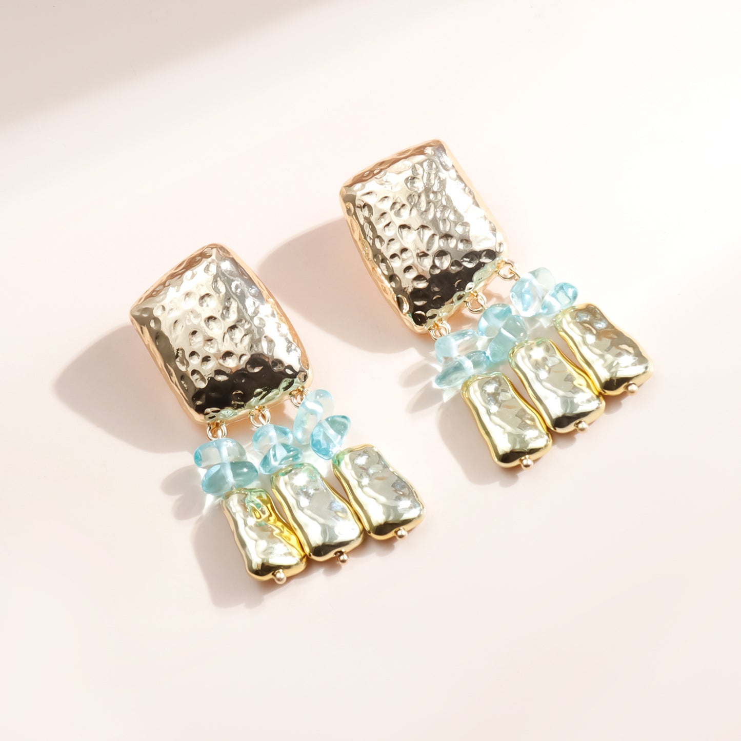 Vintage Geometric Turquoise Inlay Plated Zinc Alloy Stud Earrings for Women