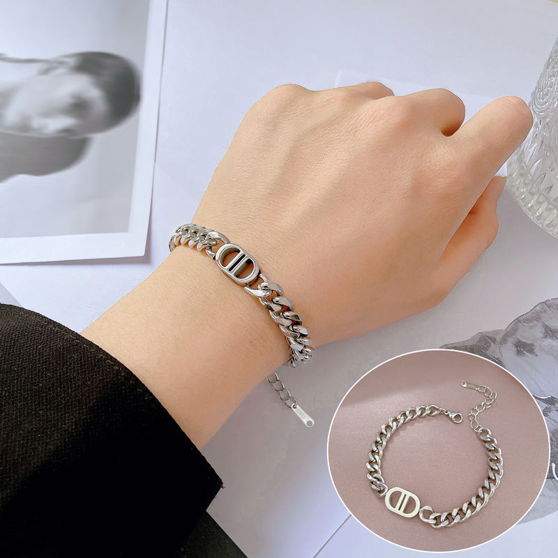 Zodiac Luxury Titanium Steel Gold Plated Bracelet with Cubic Zirconia for Unisex