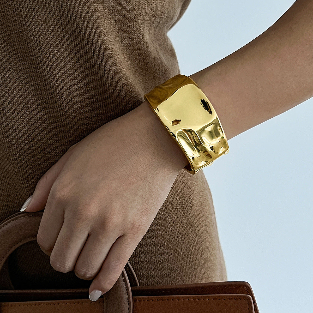 Pulsera de eslabones gruesos trenzados de estilo punk con forma geométrica para mujer