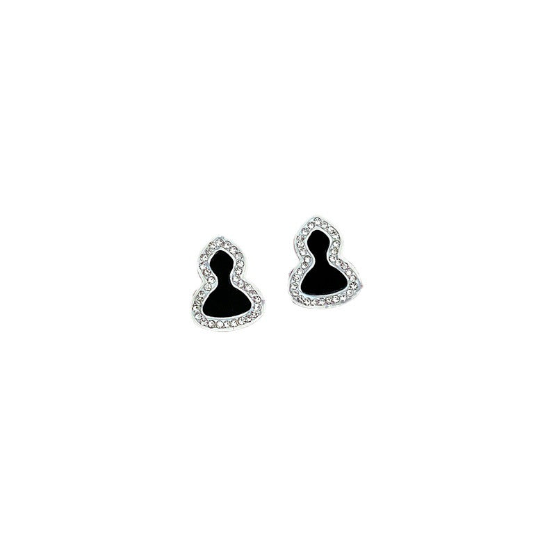 Minimalist Full-Zircon Geometric Titanium Steel Earrings for Women