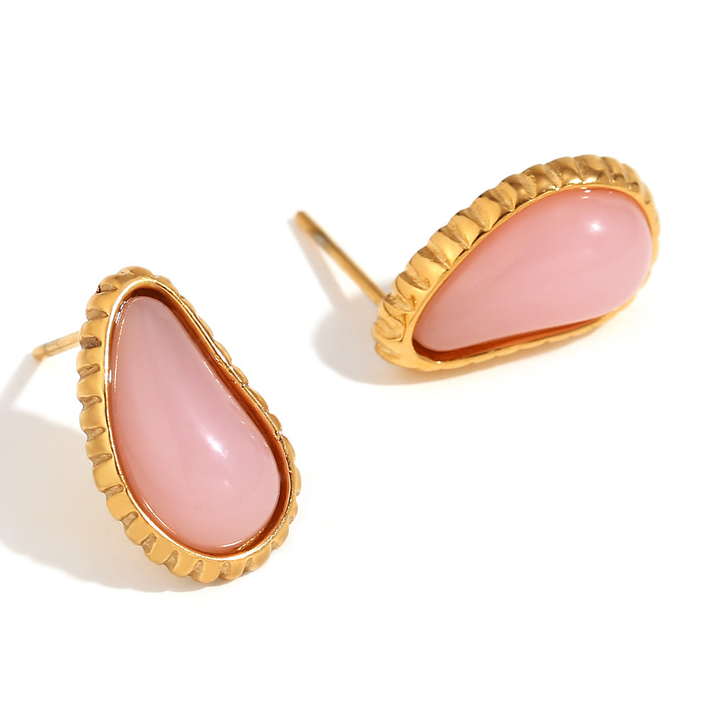 Orecchini a clip vuoti geometrici vintage in acciaio inossidabile placcati oro 18 carati da donna