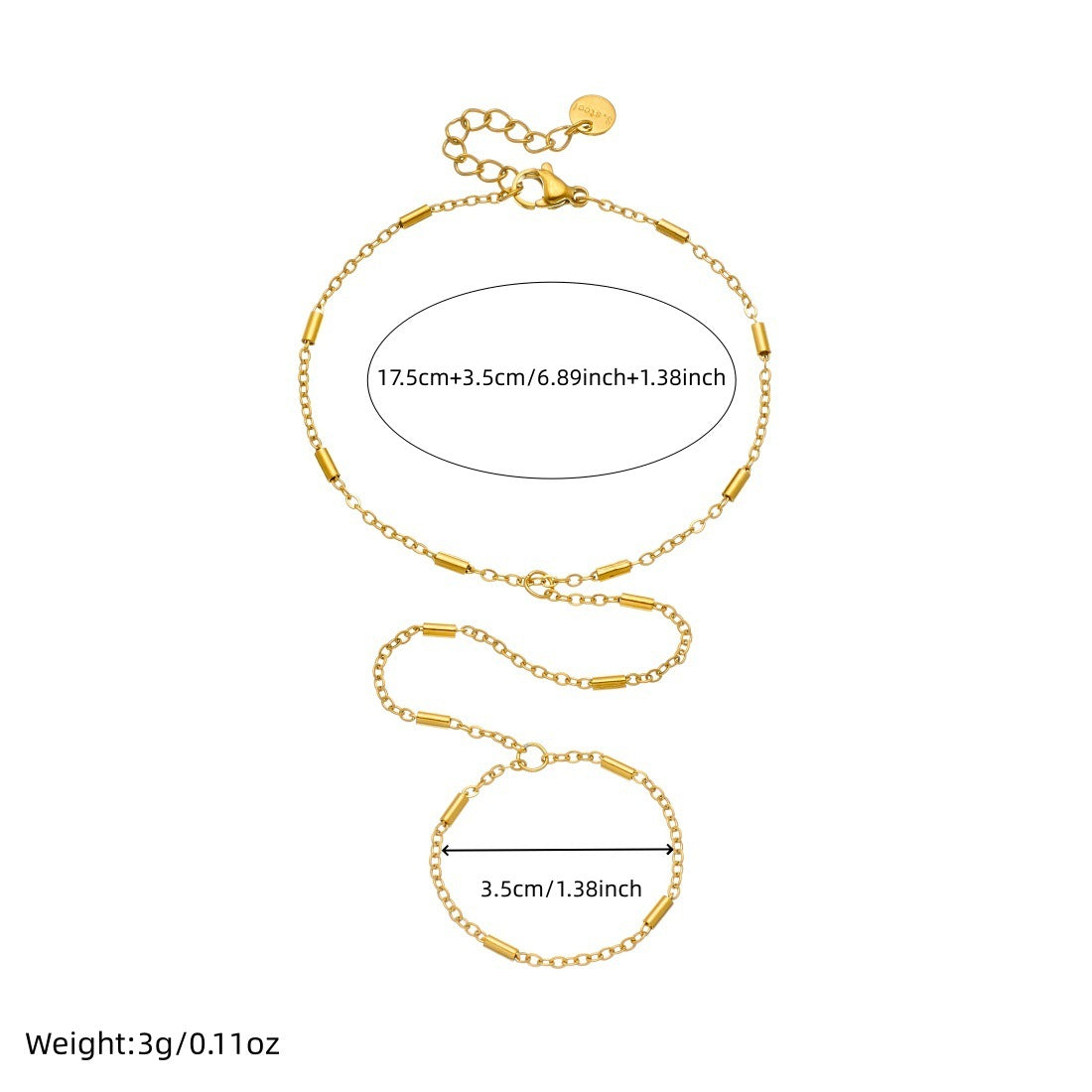 Minimalist Sweet Gold Plated Round Stainless Steel Chain Finger Bracelet