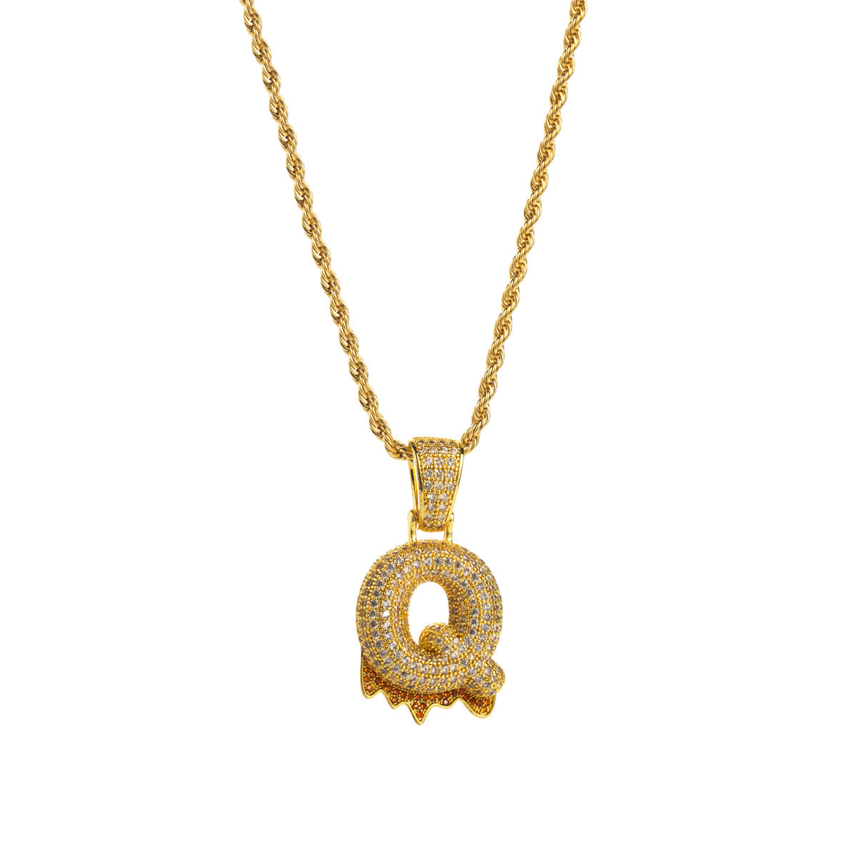Collana con ciondolo a lettera "Sweet-Edgy" da donna in ottone con intarsio in zirconi cubici su catena a clavicola