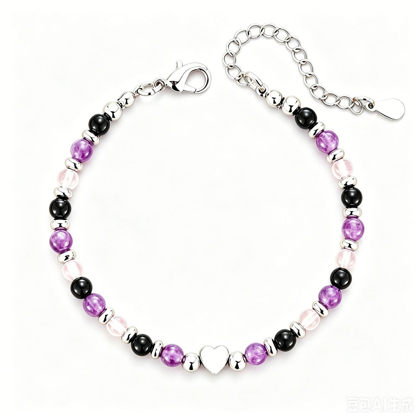 Minimalist Natural Gemstone Heart Beaded Bracelet Unisex Adjustable