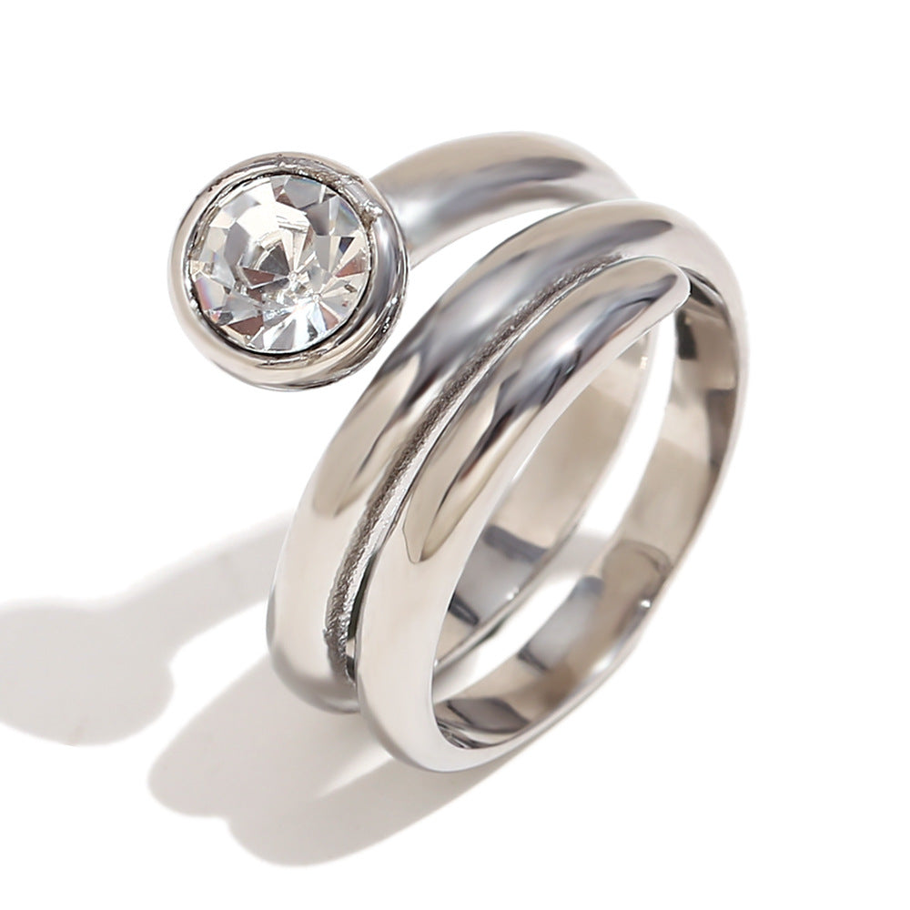 Anello a forma di testa di serpente in acciaio inossidabile placcato oro 18K da donna, design geometrico creativo