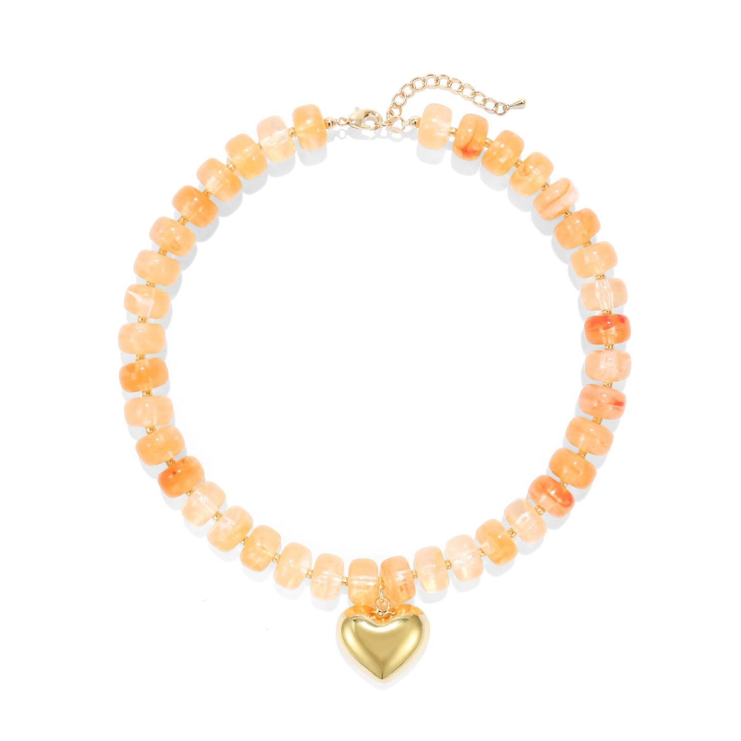 Fashionable Geometric Heart Acrylic Beaded Necklace for Women Casual Daily Wear Cable Chain