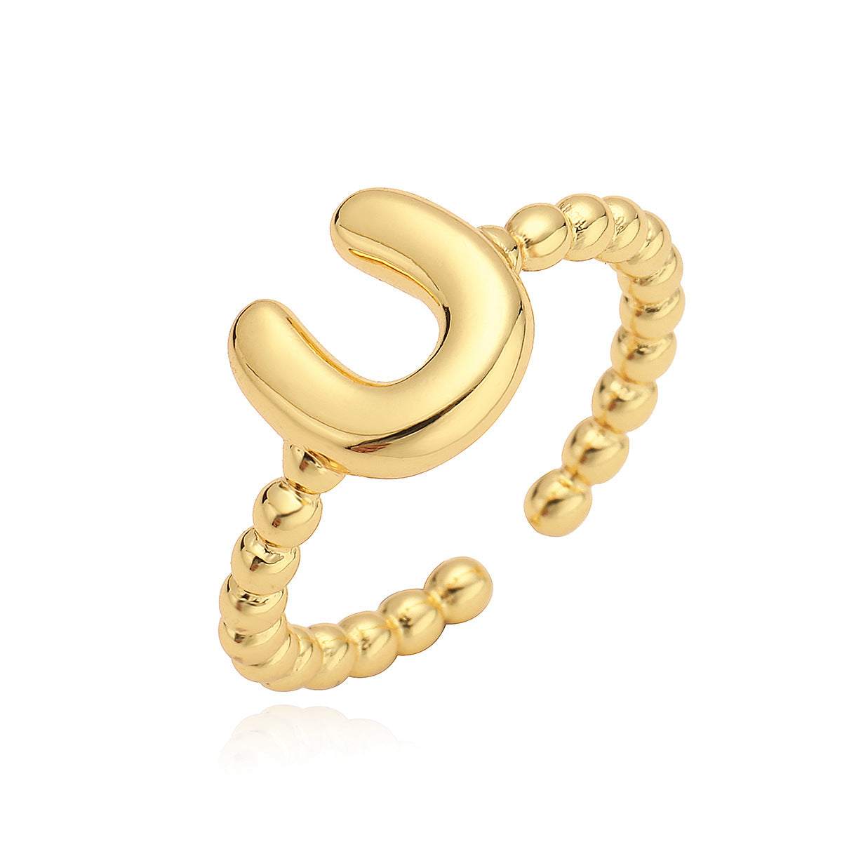 Minimalist 18K Gold Plated Brass Letter Ring for Women