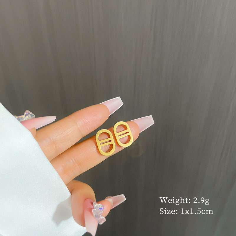 Minimalist Sweet Geometric Titanium Steel Plated Stud Earrings
