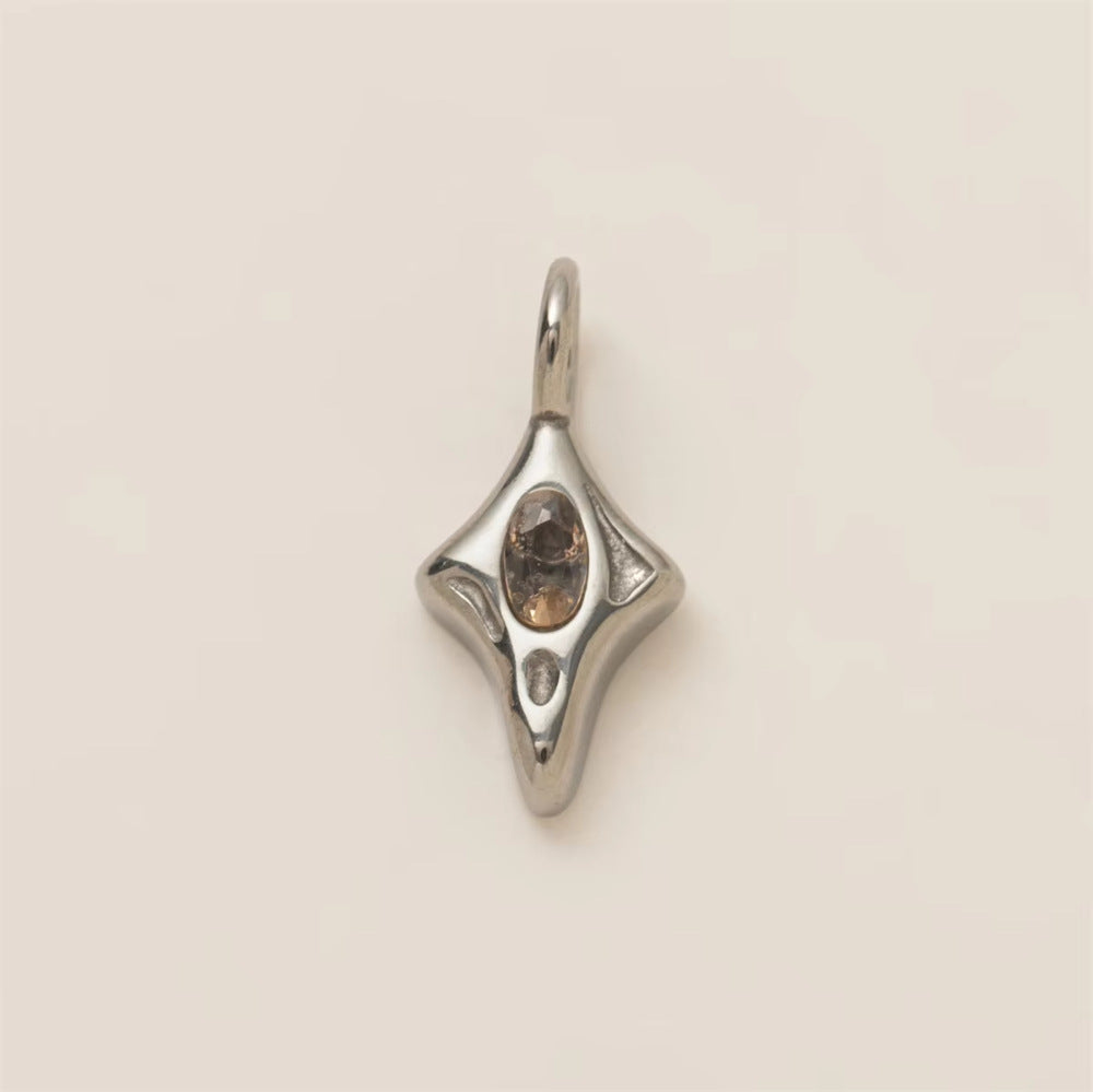 Vintage Stainless Steel Star Snowflake Pendant Charm Bar PVD 18K Gold Plated for Women